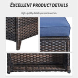 Belord 2-piece patio wicker ottoman set with side tables from the NTC Series, featuring woven wicker design and sturdy legs.