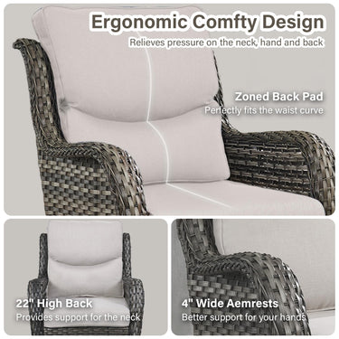 Belord swivel patio chairs set of 2 with 360° rotation and 5-inch cushions, part of the NTC Series, shown outdoors.