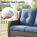 Belord 51-inch outdoor wicker glider loveseat with cushions, 2-seater patio conversation set, 15° backrest, durable design