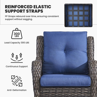Belord 3-piece patio wicker furniture set with two chairs and a side table, perfect for outdoor conversation and relaxation.