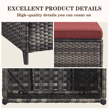 Belord 2-piece patio wicker ottoman set with side tables, part of NTC Series, perfect for outdoor conversation areas.