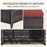 Belord 2-piece patio wicker ottoman set with side tables from the NTC Series, ideal for outdoor conversation areas.