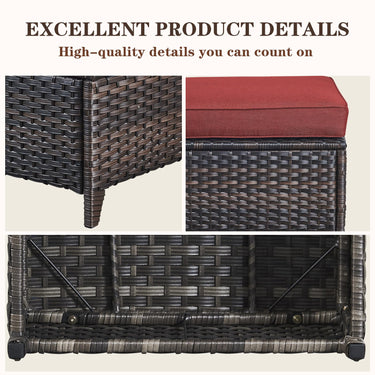 Belord 2-piece patio wicker ottoman set with side tables from the NTC Series, ideal for outdoor conversation areas.