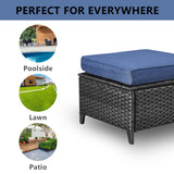 Belord 2-piece patio wicker ottoman set with side tables from the NTC Series, perfect for outdoor conversation spaces.