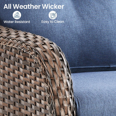 Belord 51-inch outdoor wicker glider loveseat with cushions, 15° backrest, 2-seat patio conversation set, sturdy and comfortable.
