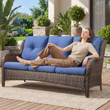 Belord outdoor wicker 3-seater patio sofa from the NTC Series with plush cushions and stylish design.
