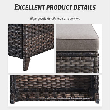 Belord 2-piece patio wicker ottoman set with side table, part of NTC Series, outdoor conversation furniture for patio relaxation