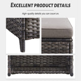 Belord 2-piece patio wicker ottoman set with side tables, part of NTC Series, featuring woven wicker design and cushioned tops.