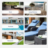 Belord outdoor wicker chaise lounge with 5-position adjustable backrest, patio conversation set, supports up to 500 lbs.