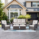 Belord 2-piece patio wicker chairs set with 4-inch cushions, part of the NTC Series, ideal for outdoor conversation and relaxation.
