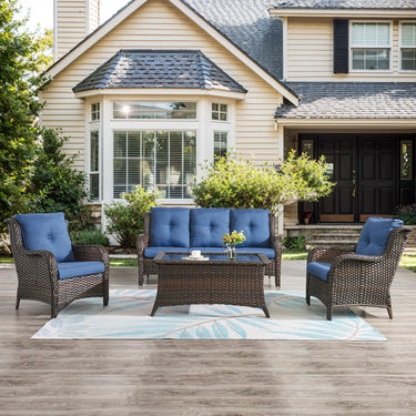 Belord 2-piece patio wicker chairs set with 4-inch cushions, part of the NTC Series, shown with comfortable woven seating