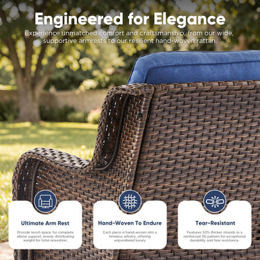 Belord outdoor wicker 3-seater patio sofa from the NTC Series, showing plush cushions and stylish woven design.