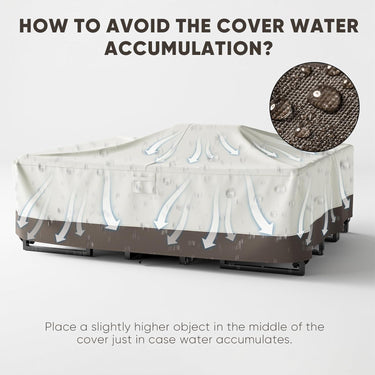 Belord 110-inch waterproof patio furniture cover made of 600D fabric, UV and wind proof for outdoor protection.