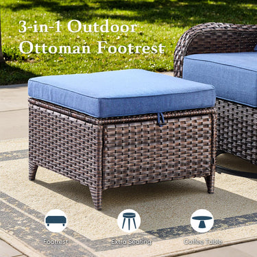 Belord 10-piece patio fire pit set includes sofa, swivel chairs, and fire table for outdoor seating and warmth.