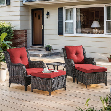 Belord 3-piece patio wicker furniture set with two chairs and a side table, perfect for outdoor conversation and relaxation.