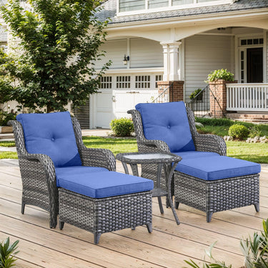Belord 3-piece patio wicker furniture set with two chairs and a side table from the NTC Series, ideal for outdoor conversation.