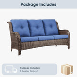 Belord outdoor wicker 3-seater patio sofa from the NTC Series, featuring plush cushions and stylish woven design.